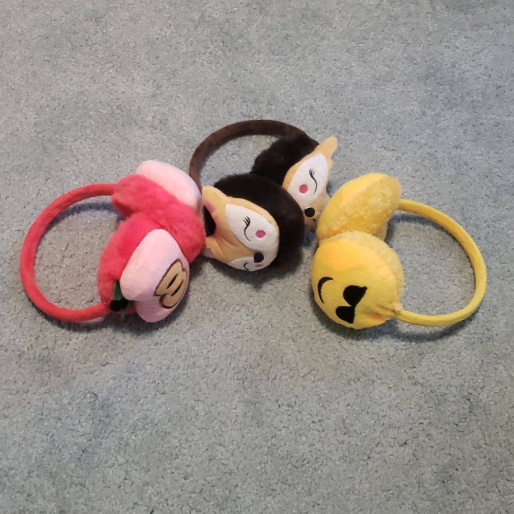 Cute ear muffs emoji apple and fox